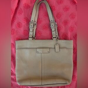 Coach Y2K Hamilton Tan Pebble Leather Shoulder Tote Bag Handbag